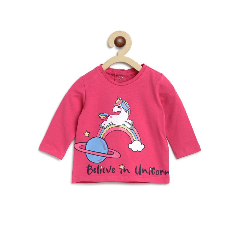 Knitted T-Shirt With Unicorn Print image number null
